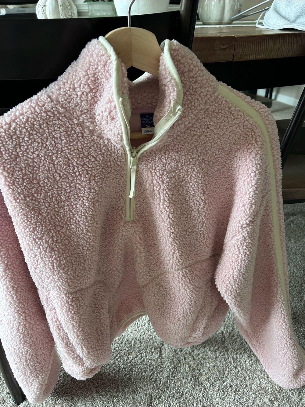 Old Navy Light Pink Sherpa Quarter-Zip Pullover